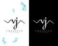 Vj, jv letters creative handwriting Logo design Template Vectof