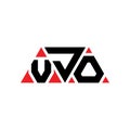 VJO triangle letter logo design with triangle shape. VJO triangle logo design monogram. VJO triangle vector logo template with red Royalty Free Stock Photo