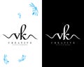 Vk, kv letters creative handwriting Logo design Template Vectof