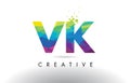 VK V K Colorful Letter Origami Triangles Design Vector.