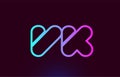 VK V K pink line alphabet letter combination logo icon design