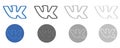 Vkontakte logo set in different shape on a white background Royalty Free Stock Photo