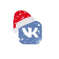 Vkontakte - popular logo in winter style. Logo in santa hat. Editorial vector. Vinnitsa, Ukraine - December 9, 2019