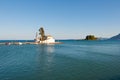 Vlacheraina monastery and Pontikonisi Island in the distance.Corfu, Greece.