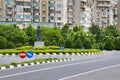 Vlad Tepes square and roundabout in Giurgiu, Romania. Royalty Free Stock Photo