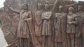 Vladikavkaz, Russia - September 1, 2018: Monument Pushkin leads fellow: griboyedov, Lermontov, Tolstoy, Shalyapin