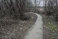 Vladimir, Russia April 18, 2019 Vladimir Lakin street 209, path littered with garbage