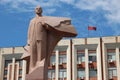 Vladimir Lenin monument and the Parliament building in Tiraspol, Moldova, Transnistria