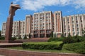 Vladimir Lenin monument and the Parliament building in Tiraspol, Moldova, Transnistria