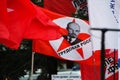 Vladimir Lenin's portrait on a flag of party Labour Russia