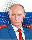 Vladimir Putin portrait, line art illustration vector Royalty Free Stock Photo