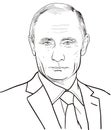 Vladimir Putin portrait, line art illustration vector Royalty Free Stock Photo