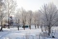 Vladimir, Vladimir region, Russia - January 16, 2016: Pedestrian alley in snow Royalty Free Stock Photo