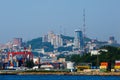 Summer, 2016 - Vladivostok, Russia - Vladivostok Marine Facade. Commercial seaport from the sea side
