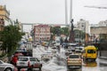 Road traffic of the city of Vladivostok. Traffic jam on the main street of Vladivostok - Svetlanskaya.