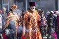 A Russian Orthodox priest with a smoking censer during an Easter procession Royalty Free Stock Photo