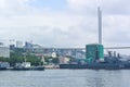 Vladivostok, Russia - August 15, 2015: Cable-stayed bridge in Vladivostok in the Golden horn Bay