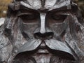 VLADIVOSTOK, RUSSIA - AUGUST 17, 2018: Sculpture of Poseidon, Neptune close-up portrait. Male face