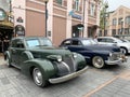 Vladivostok, Russia, May, 18, 2019. Exhibition of American retro-cars.  Cadillac series 60 1939 year and Cadillac series 62 1947ye Royalty Free Stock Photo