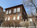 Vladivostok, Russia, February, 29,2020. Old house to the address: Vladivostok, Pushkinskaya street, house 15/1