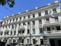 Vladivostok, Russia, August, 08, 2022. Historic building on Admiral Fokin Street in Vladivostok in summer. House 23A