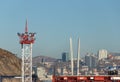 Container terminal of Vladivostok Commercial Sea Port Royalty Free Stock Photo