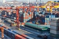 Container terminal of Vladivostok Commercial Sea Port Royalty Free Stock Photo
