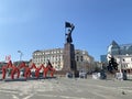 Vladivostok, Russia, July, 13, 2020. Central square of Vladivostok - the square of the Revolution Fighters in the summer of 202