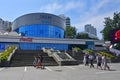 Vladivostok, Russia, July, 29,2018. People walking near cinema ` Ocean` in Vladivostok