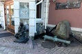 Sculpture of a young Nakhimov sailor at the yacht club Seven Feet on Lieutenant Schmidt Street in Vladivostok