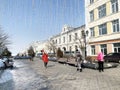 Vladivostok, Russia, March,03,2020. Admirala Fokina pedestrian street in Vladivostok in March Royalty Free Stock Photo