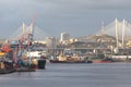 Territory of port Vladivostok with piers and the ships Royalty Free Stock Photo