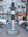 Vladivostok, Russia, March, 05,2020. Monument to Yakov Semyonov, the first resident and first mayor of Vladivostok on Aleutskaya s