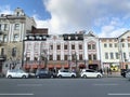 Vladivostok, Russia, October, 26, 2019. Cars are parked at the Philharmonic building, Svetlanskaya street, house 15 in Vladivostok Royalty Free Stock Photo