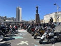 Vladivostok, Russia, October, 07, 2023. The closing of the biker season on the square of the Fighters of the Revolution