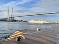 Vladivostok, Russia, October, 11, 2022. Golden Bridge Ã¢â¬â cable-stayed bridge across the Golden Horn Bay near the Tsesar Royalty Free Stock Photo