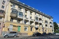 Vladivostok, Russia, September, 03, 2017. Cars are near four-storey house number 127 on the street Svetlanskaya in Vladivostok Royalty Free Stock Photo