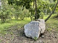 Vladivostok, Russia, September, 19, 2022. Fragment of a poem by Alexander Pushkin on a stone in Pokrovsky Park in Vladivostok Royalty Free Stock Photo