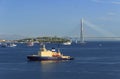 Vladivostok, Russia - September 17, 2019: Icebreaker `Kapitan Khlebnikov` on a raid in the port of Vladivostok.