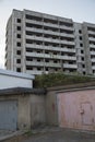 VLADIVOSTOK, RUSSIA - 03/09/2021 a soviet empty abandoned unfinished haunted residential concrete panel house building Royalty Free Stock Photo