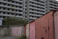 VLADIVOSTOK, RUSSIA - 03/09/2021 a soviet empty abandoned unfinished haunted residential concrete panel house building