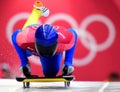 Vladyslav Heraskevych of Ukraine competes in the Skeleton Men Official Training Heat at the 2018 Winter Olympics