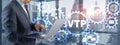 VLAN Trunking Protocol. Technology networks cocept. Blue Background