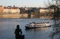 Vlatva River in December. Center of Prague 3730