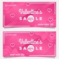 Happy Valentine day banner template with pink background