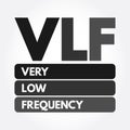 VLF - Very Low Frequency acronym, technology concept background Royalty Free Stock Photo