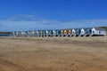 Vlissingen - beautiful sandy beach with colorful houses in a row. Sunny, quiet, relaxing place Royalty Free Stock Photo