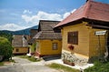 Vlkolinec, Slovakia - June 28. 2017: Mountain village with a folk architecture typical of the Central European type.