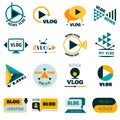 Vlog logo set, flat style