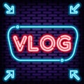 Vlog Neon sign. Bright signboard. Light art.